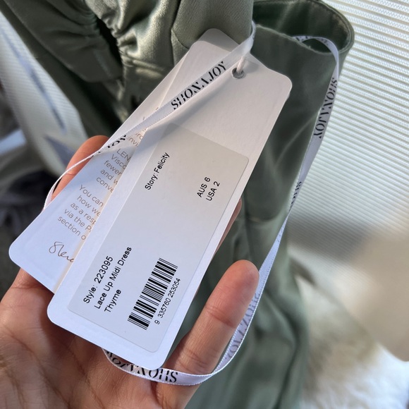 Shona Joy Felicity Lace Up Midi Dress in Thyme - Picture 7 of 8